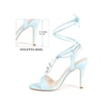thumbnail image 2 of BLISSFUL STEP Flower Lace Up Stiletto Heel Slingback Strappy Heels Sandals for Women Light Blue (Size 6), 2 of 7