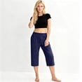 thumbnail image 6 of Pull On Capris for Women Dressy Casual Stretch Lightweight Capri Elastic High Waist Lounge Pants 2026 Summer Navy M, 6 of 8