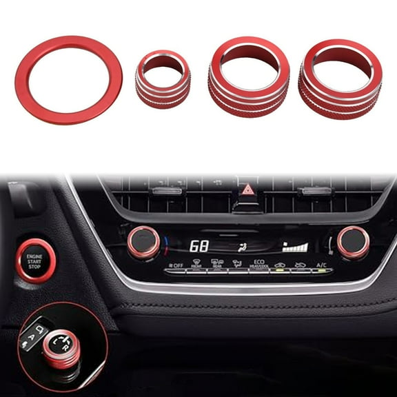4Pcs Car Interior Air Conditioning Mirror Knob Cover For Toyota For Corolla 2019-2025 Red, Blue, Gold, Silver, Black Relays