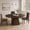 Brown, variant on Extendable Round Dining Table 47"-63" – Circle Kitchen Table with Thickened Tabletop & Square Pedestal Base – Modern Dinner Table for Kitchen, Dining Room (Table Only)