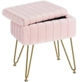 thumbnail image 1 of Taburete Greenstell de piel sintética con almacenamiento, color rosa, 1 of 7