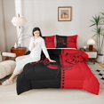 thumbnail image 6 of Manfei King and Queen Bedding Comforter Set, Romantic Valentines Day Twin Comforter Sets, Black Red Love Heart Reversible Bedding Set, Microfiber Bedroom Decor, 2 Pieces, 6 of 9
