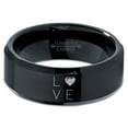 thumbnail image 2 of Tungsten Love Heart Pleasure Positive Emotions Band Ring 8mm Men Women Comfort Fit Black Beveled Edge Polished, 2 of 4
