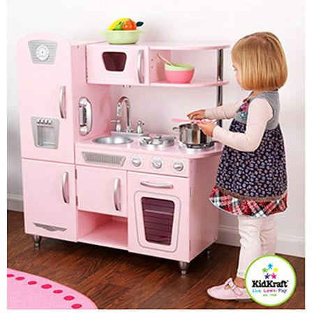 KidKraft Vintage Wooden Play Kitchen in Pink - Walmart.com
