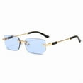thumbnail image 3 of Y2K Rimless Rectangle Sunglasses for Women Men Trendy Frameless Sun Glasses Shades for Women Men Summer Travel UV400 Eyewear, 3 of 9