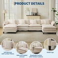 thumbnail image 6 of Modular Sectional Sofa, 3 Seater Corduroy Couch with Ottoman & Throw Pillows, Modern Grey L-Shaped Sofa, Comfy Cloud Deep Seat Couch for Living Rooms, Offices, 6 of 8