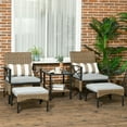 thumbnail image 2 of Outsunny 5pc Rattan Garden Table and Chair Set w/Padded Seat and Footstool, 2 of 10