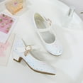 thumbnail image 5 of Girls Dress Shoes Glitter Princess Shoe Mary Jane Low Heels Party Wedding Prom Footwear for Toddler Kids, 5 of 6