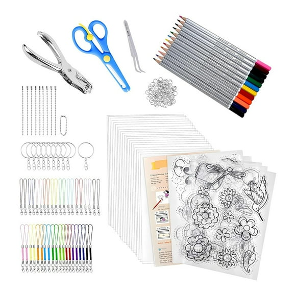 Keychain Kit Bulk,Shrink Plastic Sheets for Key Chain Maker Kit Accessories,DIY Shrinking Film Sheets Craft Marking,1set * shrinky dink sheets