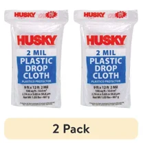 (2 Pack) Plastic Drop Cloth, 2 Mil, 9 Ft X 12 Ft, Clear