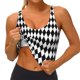 thumbnail image 3 of Fotbe Black And White Diamonds Sujetador Deportivo Largo sin Aros para Mujer con Almohadillas y Soporte Medio, Transpirable y Absorbente, Camiseta Tipo Chaleco o Tank Top-Large, 3 of 8