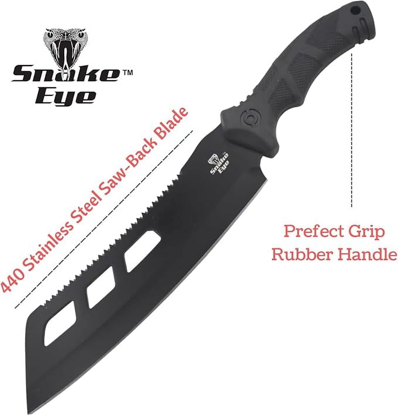 Snake Eye Tactical Saw-back Teeth Hunting Knife - 10 inches Sheepfoot Blade For Outdoor Use