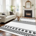 thumbnail image 3 of White Boho Large Area Rugs for Bedroom Living Room, Non Slip Carpet Bedside Rug, Farmhouse Simple Abstract Striped Geometric Rectangular Floor Cover Kitchen Accent Rug 5'x7' for Dining Room/Office, 3 of 9