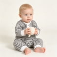 thumbnail image 3 of HAiming Baby Boys Girls Striped Jumpsuit Long Sleeve Button Loose Casual Trendy Snowsuit Fall Winter Outdoors Clothes, 3 of 8