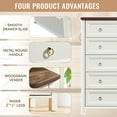 thumbnail image 4 of Vastcury Farmhouse 5 Drawers Dresser for Bedroom, Wood Rustic Tall Chest of Drawers, Storage Cabinet for Living Room Hallway, Antique White, 4 of 14