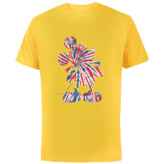 Disney Mickey Mouse Red White Blue Tie Dye - Short Sleeve Cotton T-Shirt for Adults - Customized-Yellow