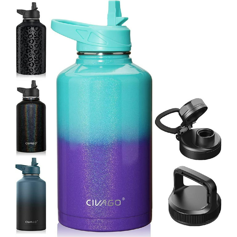  CIVAGO 64 oz Insulated Water Bottle With Straw, Half