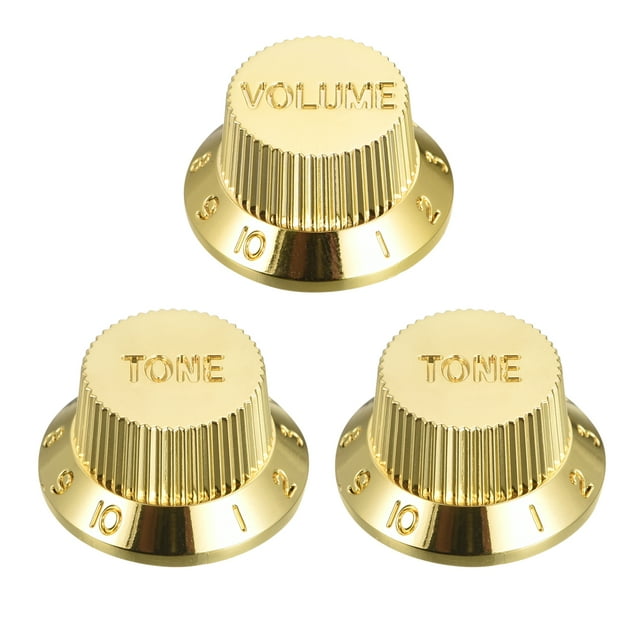Perillas de control de guitarra Eléctrica Unique Bargains 6mm ID 1 Volumen 2 Tono Velocidad Plástico Oro