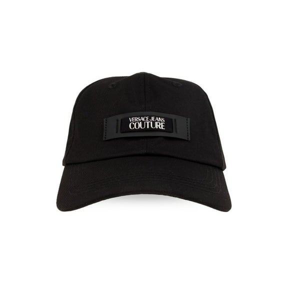 Versace Jeans Couture Black Logo Patch Baseball Cap – Adjustable Cotton Hat-One Size for mens