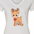 thumbnail image 4 of Inktastic Cute Christmas Reindeer with Christmas Lights Women's V-Neck T-Shirt, 4 of 5