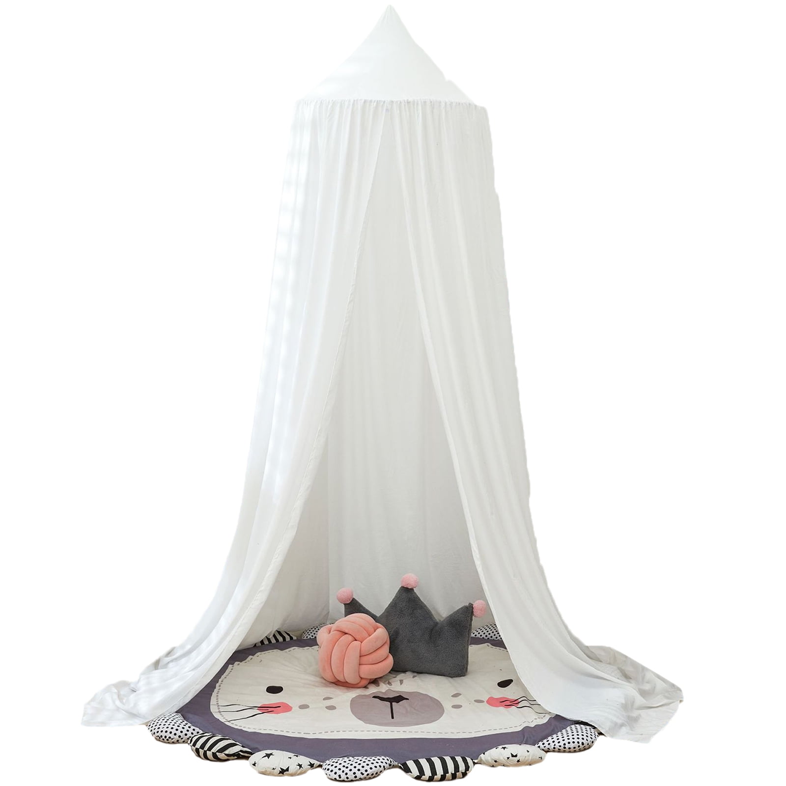 BUTORY Bed Canopy for Kids Soft Breathable Bed Curtain Canopy Round Dome Canopy Bed Cover Decorative Princess Hanging Canopy Oversized Large Curtain Canopy with Hook Adhesive