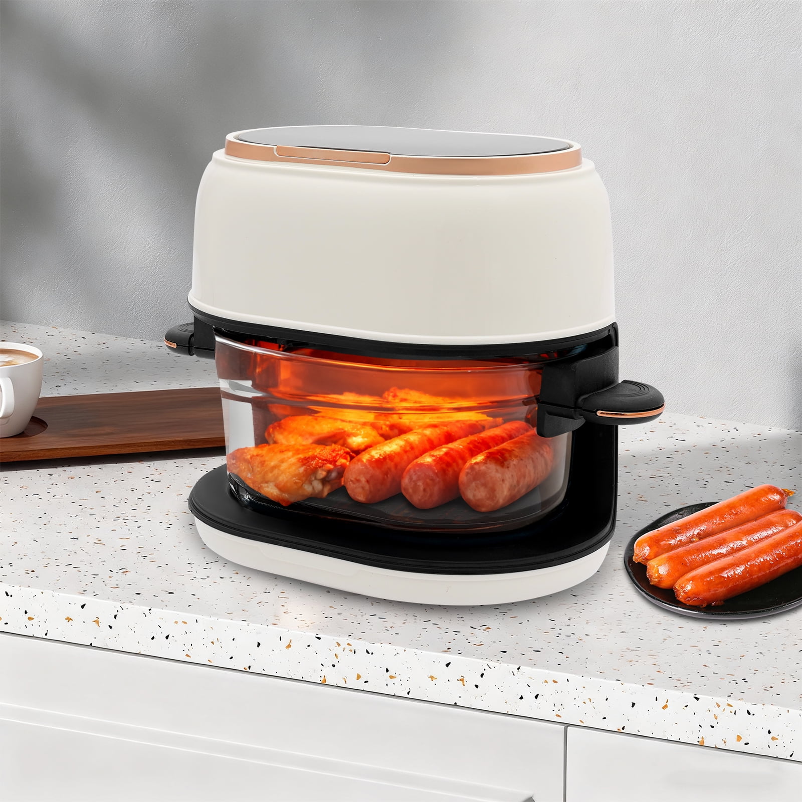 4L Air Fryer with Touch Screen, Hot Air Fryer LED 140-374℉ Precise Heating, Visible Baking Basket Air Fryer 24 Hour Intelligent Reservation