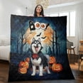 thumbnail image 2 of Happy Halloween Vampire Siberian Husky BOO with Pumpkins Fun and Spooky Quilt Blanket Husky Dog Lover Gifts Cozy Comforter Throw Blanket - 00018, 2 of 5