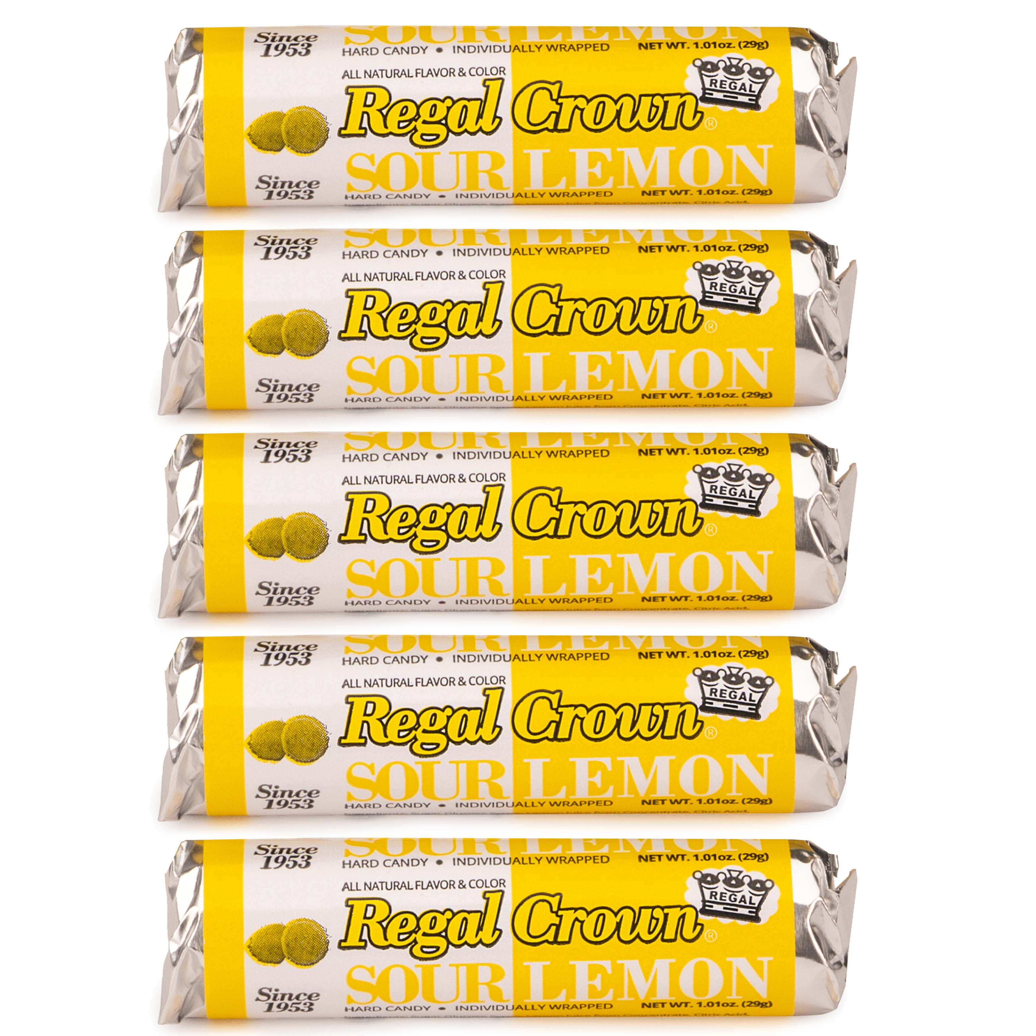 Regal Crown Roll Sour Lemon, 1.01 Ounce (Pack of 24), Sour Candy, The Hampton Candy Company