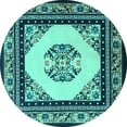 thumbnail image 1 of Ahgly Company Indoor Round Oriental Turquoise Blue Asian Inspired Area Rugs, 7' Round, 1 of 4