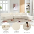 thumbnail image 6 of Churanty Chenille Floor Sofa Curved Couch Set,Modern Compressed Foam Sectional Sofa with Three Throw Pillows for Living Room,136.6" Beige, 6 of 20