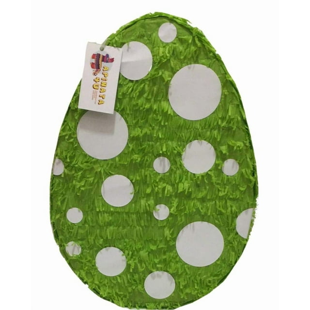 APINATA4U Oeuf de Dinosaure 2D Oeuf de Pâques Pinata Couleur Verte et Cercles Blancs