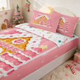 thumbnail image 2 of Manfei Gingerbread Zipper Twin Comforter Sets with Fitted Sheet and 2 Pillowcases Christmas Zipper Bedding Set, Gray Green, Xmas Reversible, 2 of 7