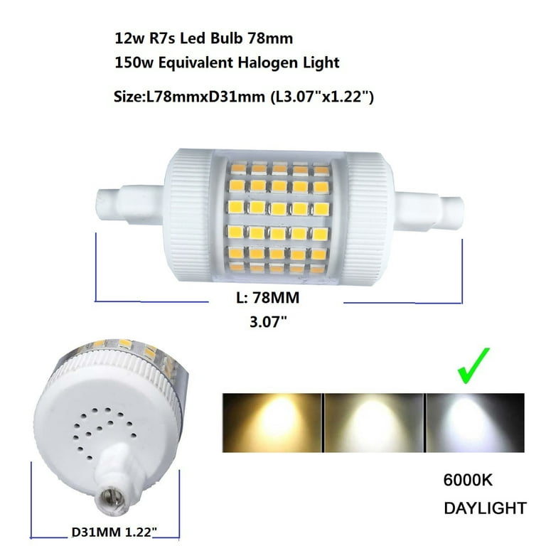 WELESHEI Dimmable 12w R7s Led Bulb 78mm Daylight 150w Equivalent