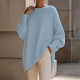 thumbnail image 4 of Vivianyo HD Women's Crew Neck Oversized Knit Tunic Sweater, Batwing Long Sleeve Loose Fit Pullover For Women, Fall Winter Longline Top for Brunch Meetings and City Walks, Size S-3XL, 4 of 7