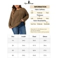 thumbnail image 6 of DARING DIVA Plus Size Long Sleeve Crewneck Fisherman Cable Pullover Sweater 1X Brown, 6 of 6