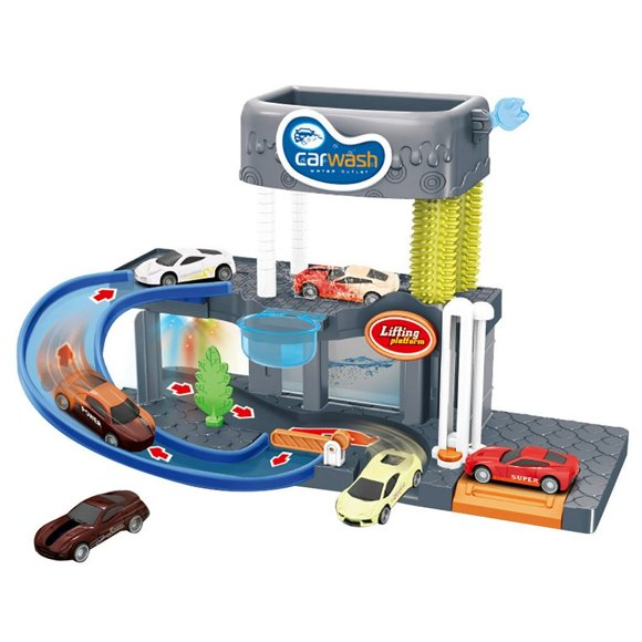 Automatic Lift Car Wash Set Toy with Color Changing Alloy Cars