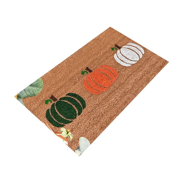 TopLLC Halloween Welcome Doormat, 17x31.5 inch Polyester Pumpkin Pattern Plush Front Porch Rugs, Non-Slip Quick Dry Pumpkin Decorative Entrance Door Mat Halloween Decorations for Front Door Outside