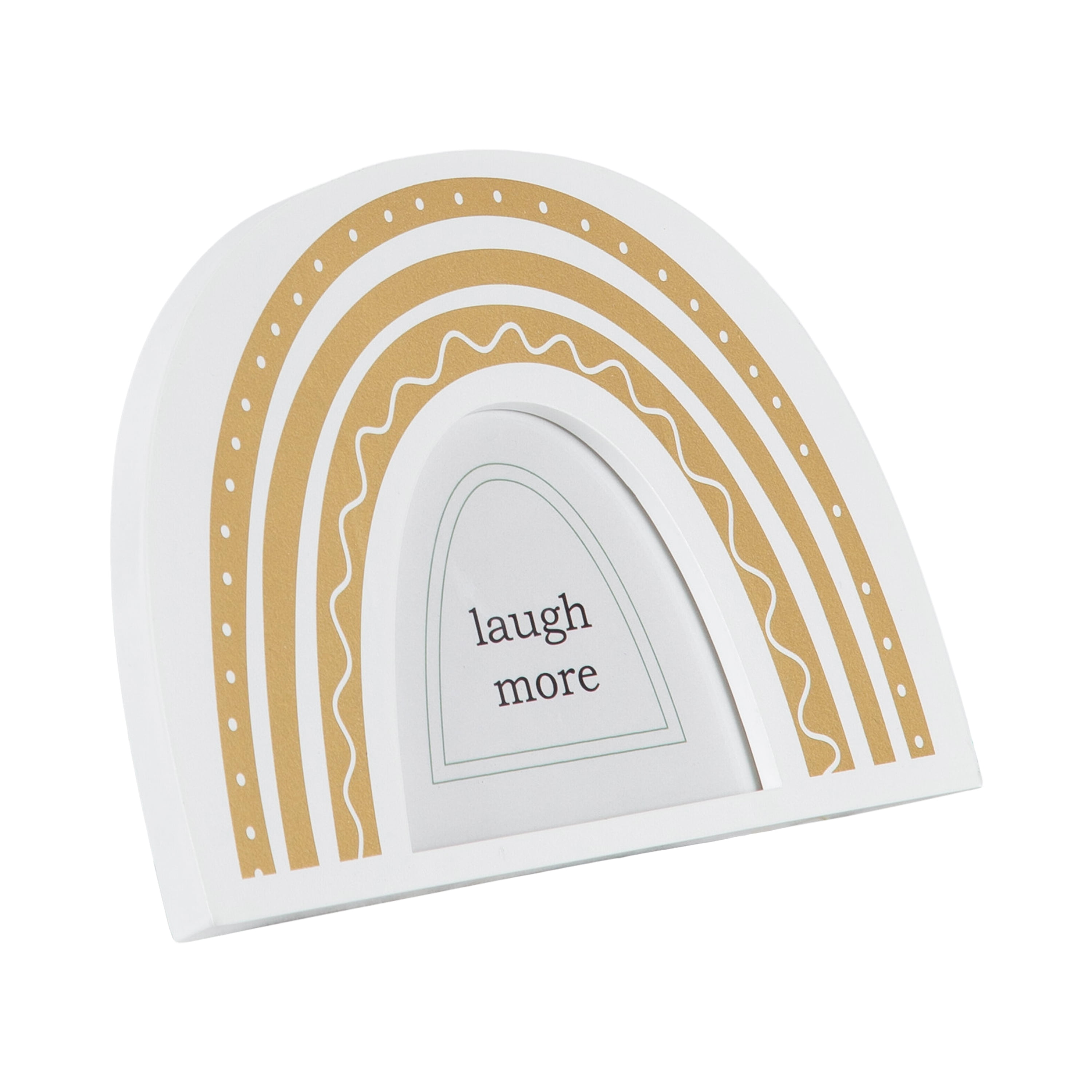 DesignOvation 4x4 Rainbow Arch White and Gold Decorative Tabletop Picture Frame