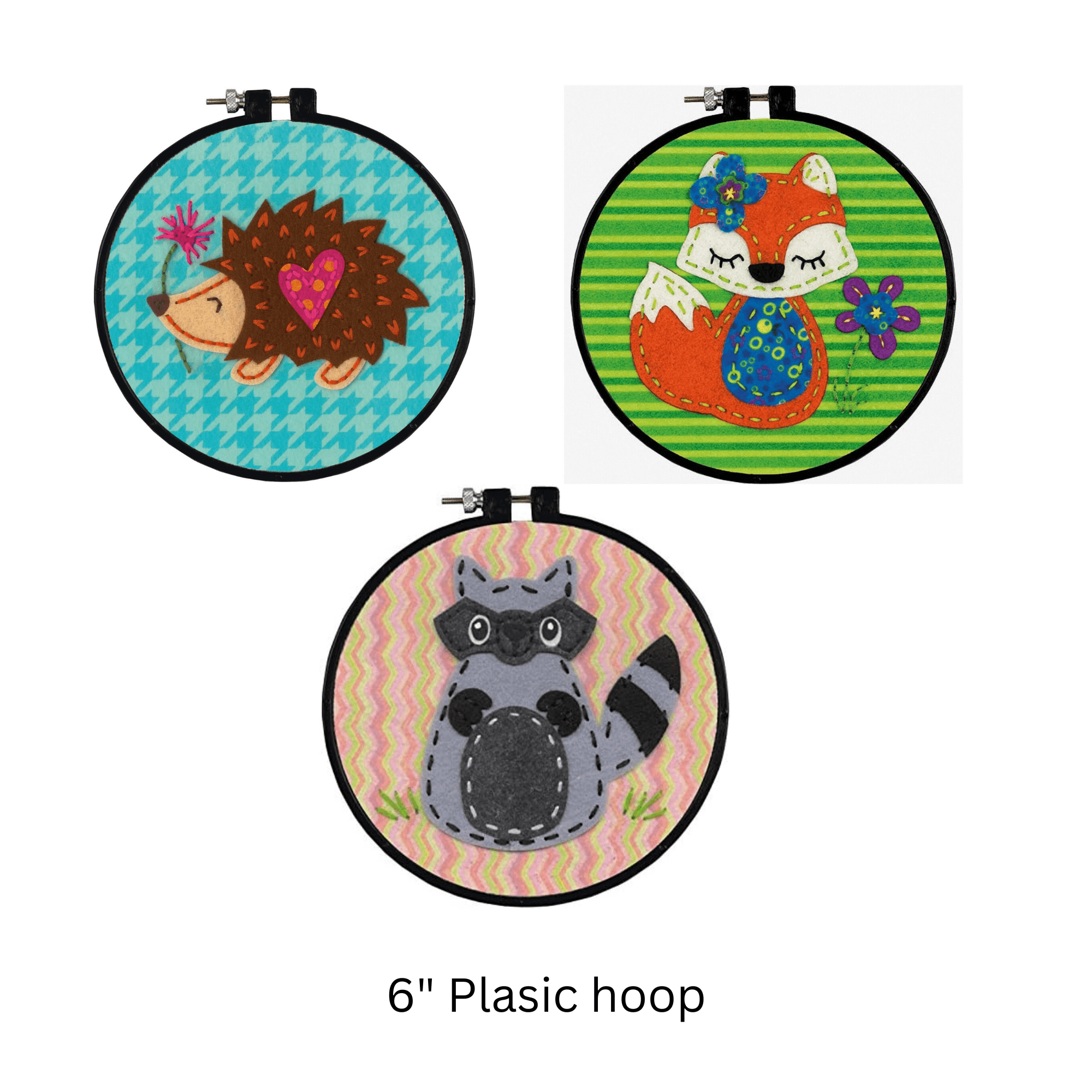 Dimensions Counted Cross Stitch Kits for Beginners 8+ Cool Fish Hedgehog Fox Raccoon Set of 4