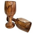 thumbnail image 3 of collectiblesBuy Handmade Rustic Dark Brown Wooden Wine Glass Vintage Wood Goblet Drinkware Cup Set of 2, 3 of 5