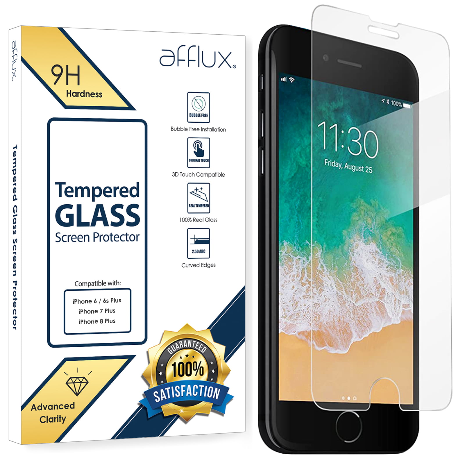 Case Friendly 2 Pack Glass Screen Protector for iPhone 6 Plus//iPhone 6S Plus, LAFCH 9H Bubble-Free Anti-Fingerprint Tempered Glass Compatible with Apple iPhone 6 Plus//iPhone 6S Plus