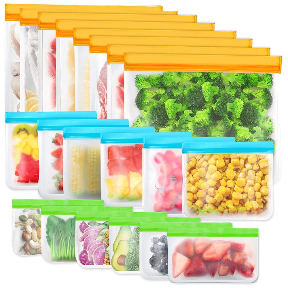 3 PACK Reusable Silicone Food Storage Bags Freezable Leak Proof Heat Resistant 