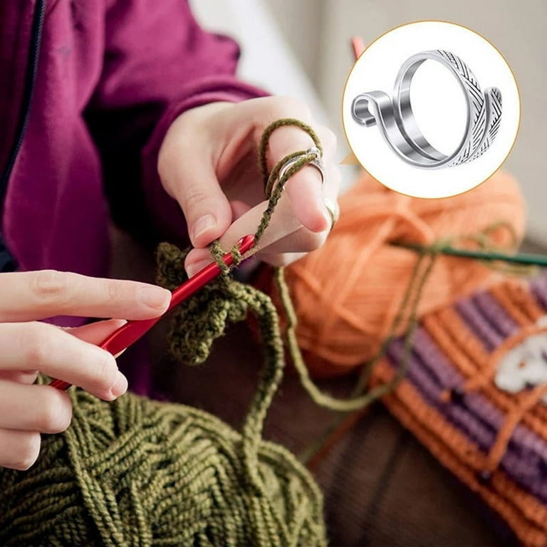  2 Pcs Adjustable Crochet Ring for Finger, Crochet