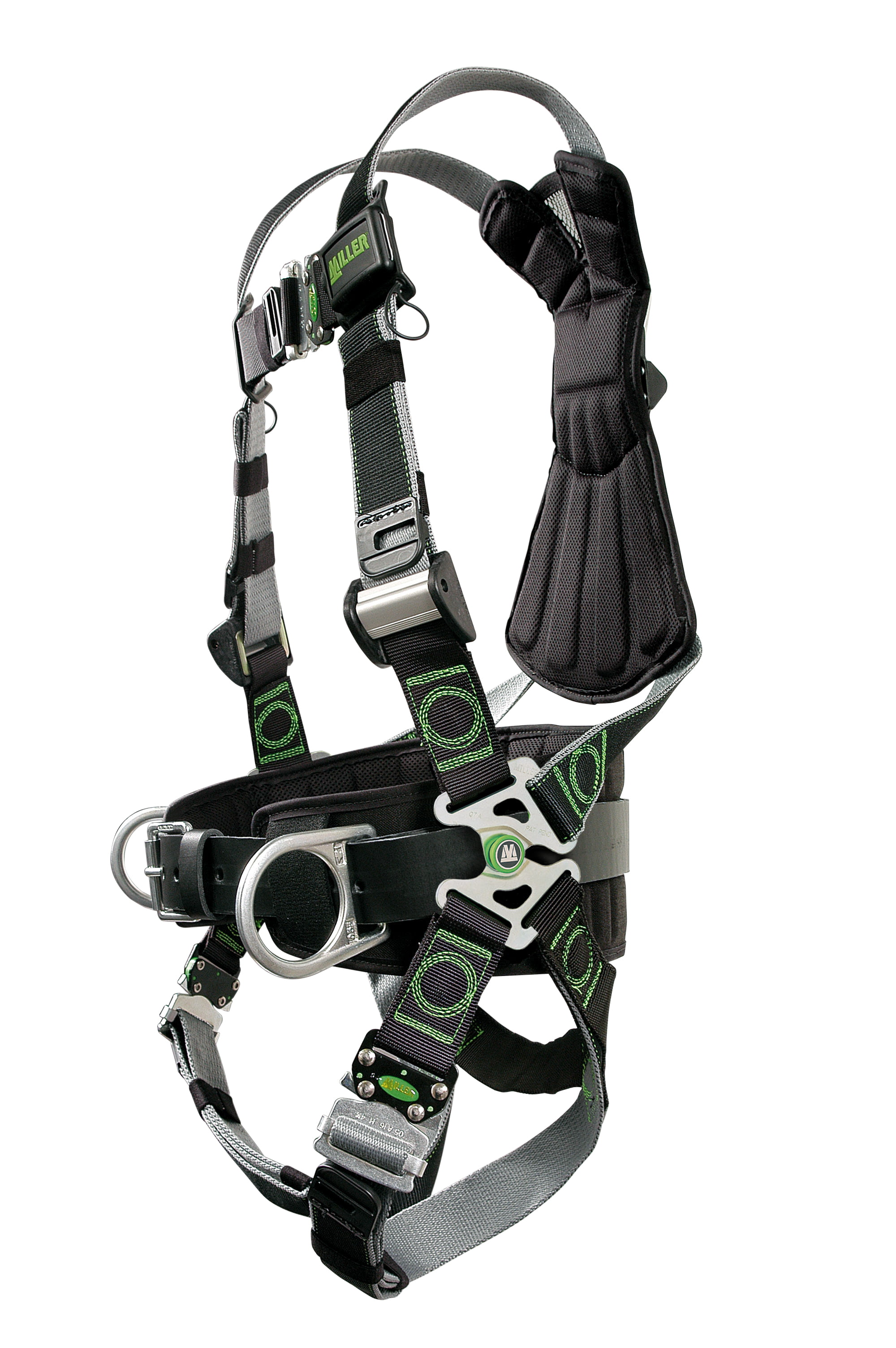 Small/Medium 400 lb Side D-Rings & Pad Miller Revolution Full Body Safety Harness with Quick Connectors Suspension Loop Front D-Ring RDTFDSL-QC-BDP/S/MBK Capacity Removable Belt