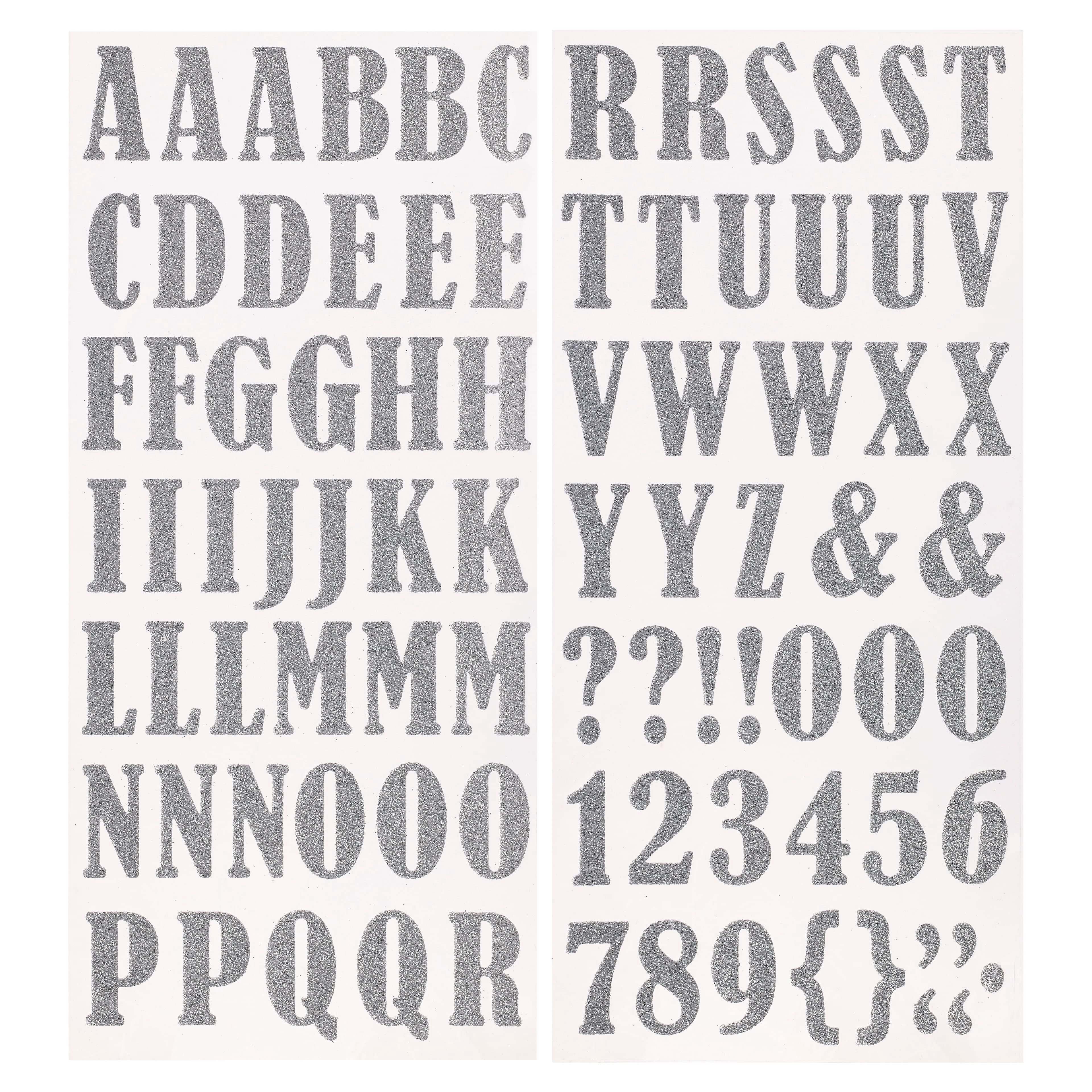 Recollections Silver Large Alphabet Glitter Stickers, 12 Pack