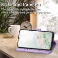 thumbnail image 4 of Designed for Samsung Galaxy S23 FE Case Wallet,Women Butterfly Embossed PU Leather Flip Folio Cover Card Holder Slots Stand with Wrist Strap Phone Case Wallet for Galaxy S23 FE 5G (Lavender), 4 of 13