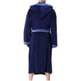 thumbnail image 3 of Blueek Men Patchwork Fashion Long-Sleeved Hooded Belted Comfortable Night Gown Bathrobe, 3 of 5