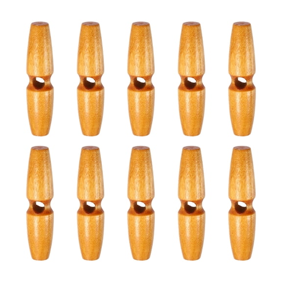 Uxcell 10pcs Wooden Toggle Buttons 60mm / 2.4" Single Hole Wood Olive Horn Sewing Buttons for Coat Sweaters Clothing DIY Craft, Medium Brown