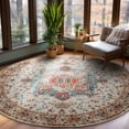 thumbnail image 4 of Softlife Oriental Traditional Area Rug for Living Room Durable Washable Persian Carpet Non Slip Boho Rugs for Bedroom,4'x4', Orange, 4 of 7