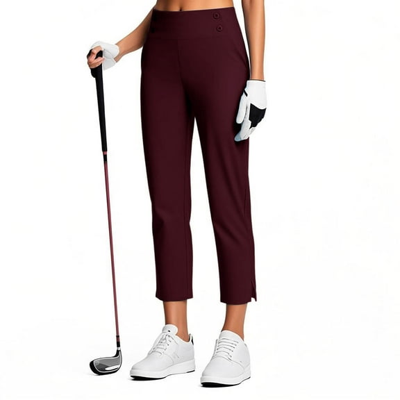 Delliss Women's Summer Stretch High Waist Pant Side Slit Yoga Straight Work Pant